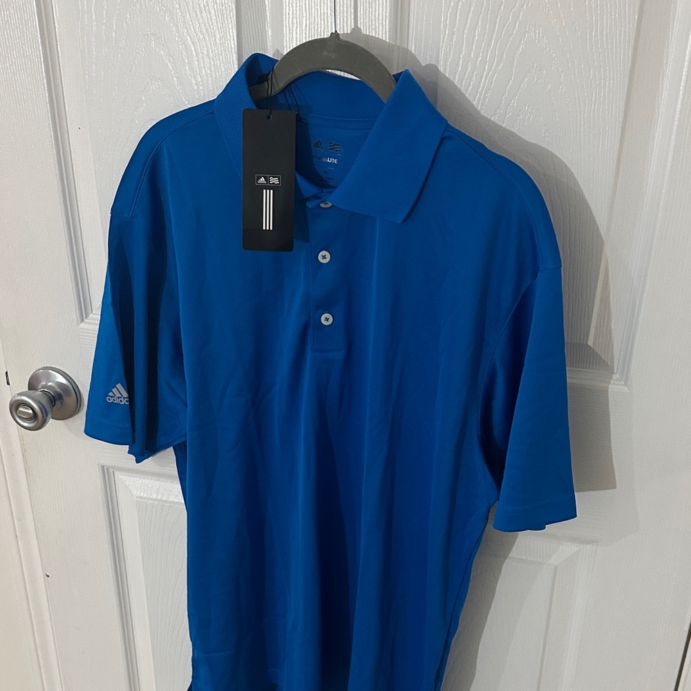 NWT Adidas Blue Climalite golf polo